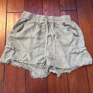 Casual Women's Sage Green Cotton Shorts